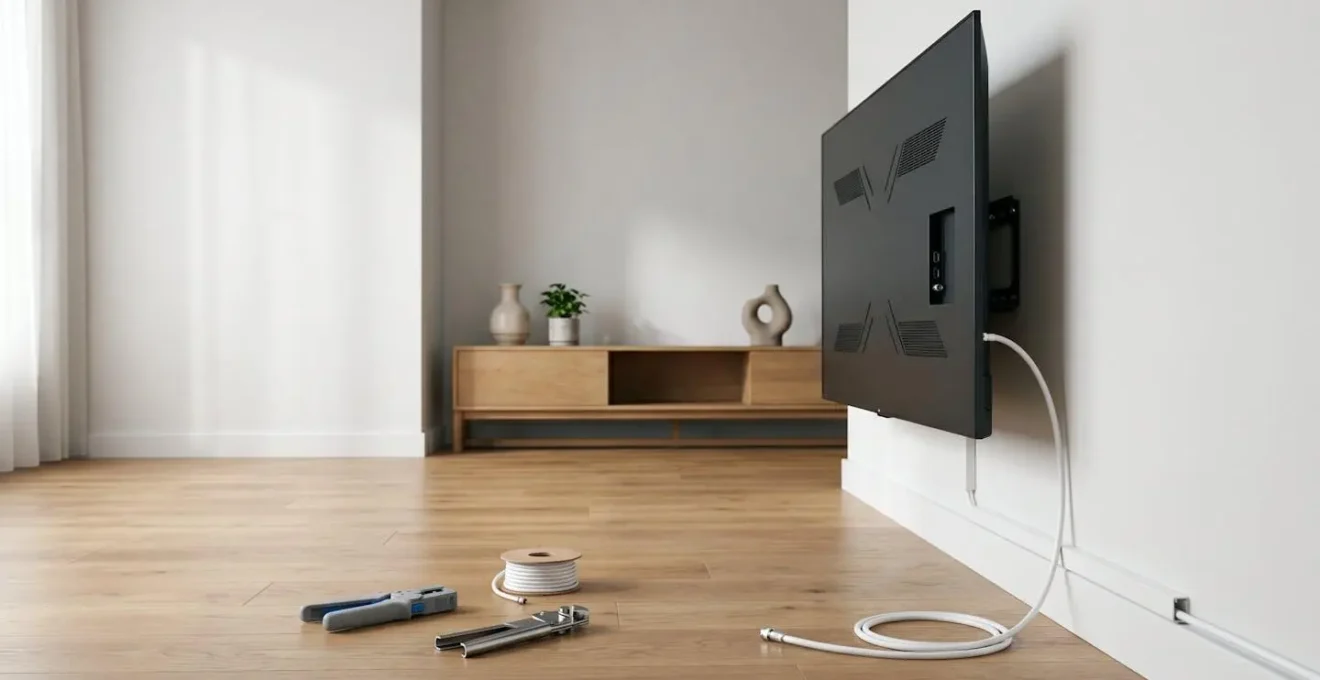 Installation professionnelle de câble coaxial pour réception TV et satellite