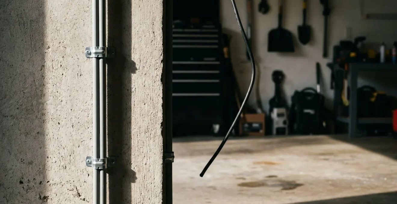 Installation conforme de câble électrique avec protection mécanique dans un environnement de garage