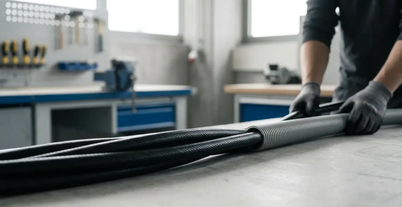 Installation professionnelle de câble électrique U1000 R2V dans une gaine ICTA