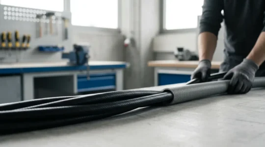Installation professionnelle de câble électrique U1000 R2V dans une gaine ICTA