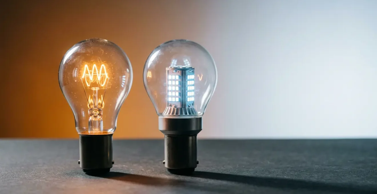 Comparaison visuelle entre technologies d'éclairage halogène et LED pour la transition énergétique