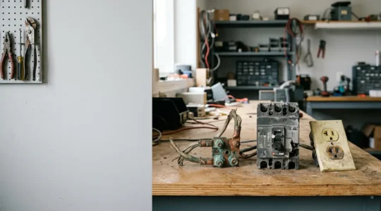 Composants électriques domestiques présentant des signes d'usure et de défaillance pour décision de réparation ou remplacement