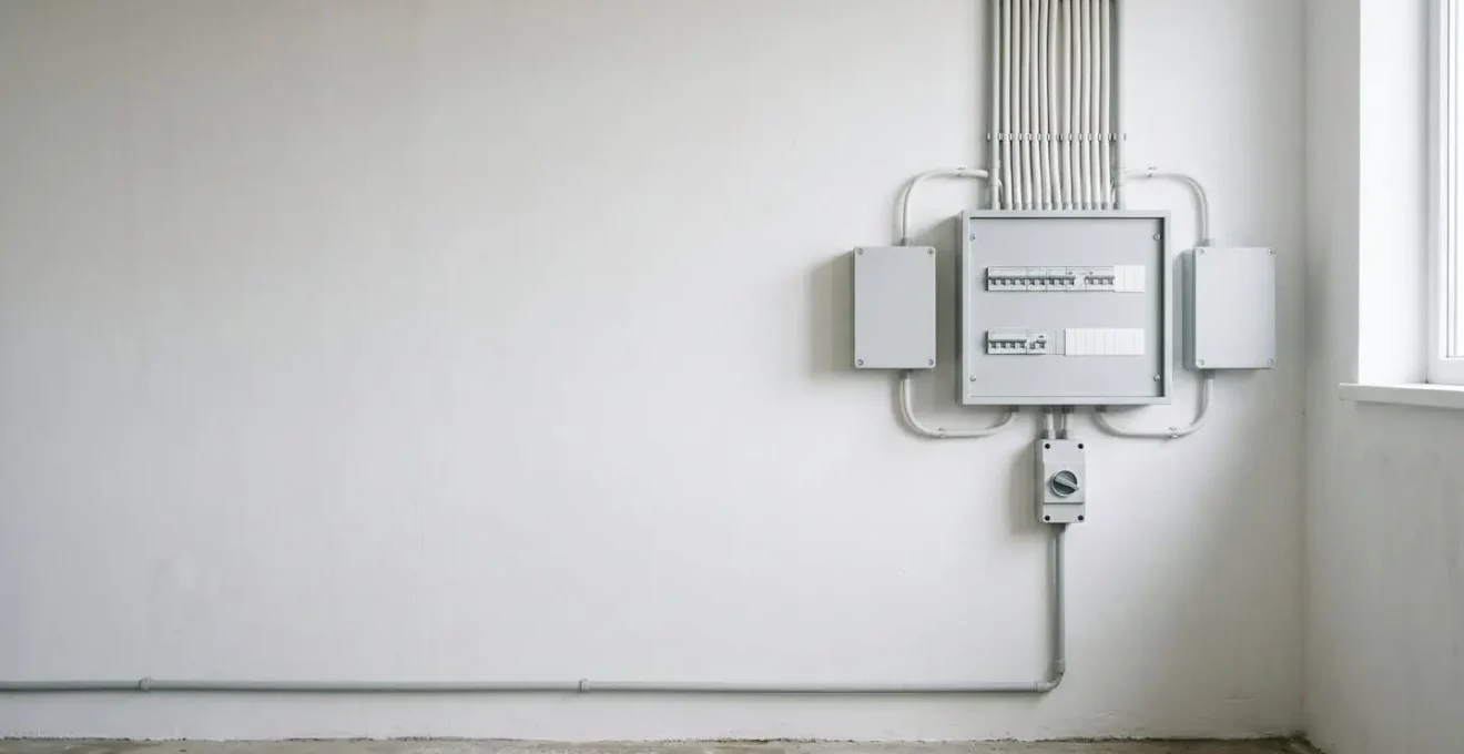 Vue d'ensemble minimaliste d'une installation électrique avec espace libre et circulation d'air