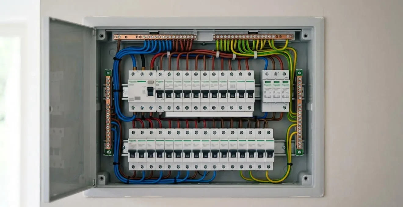 Tableau électrique domestique moderne avec dispositifs de protection