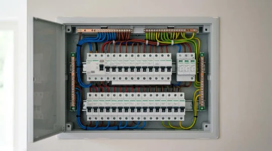 Tableau électrique domestique moderne avec dispositifs de protection