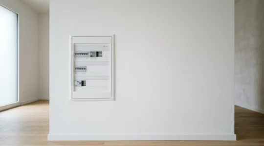 Installation électrique domestique moderne avec tableau électrique conforme aux normes de sécurité