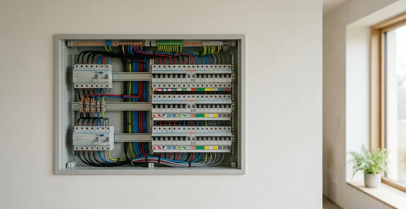 Tableau électrique moderne et installation conforme aux normes de sécurité dans un logement résidentiel
