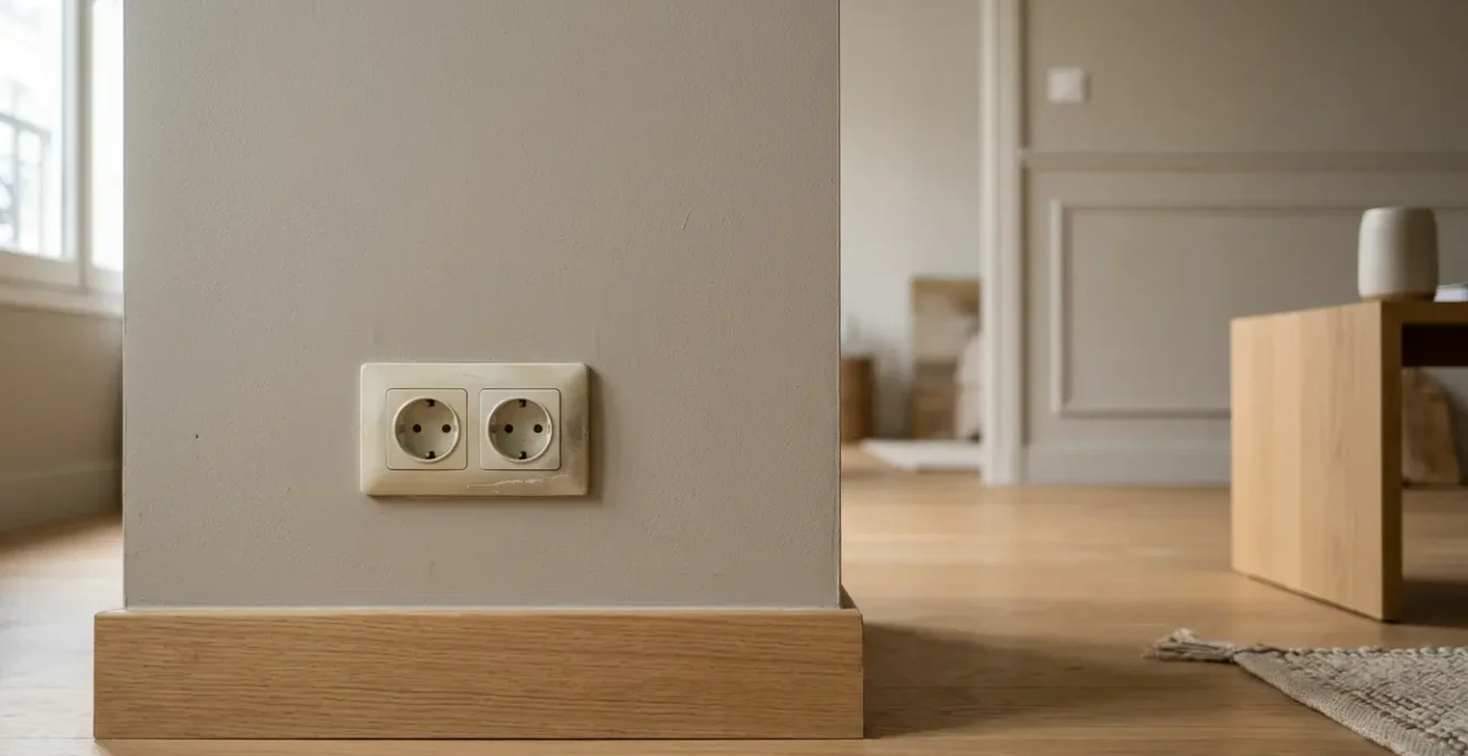 Inspection d'une prise électrique murale défaillante dans un environnement domestique moderne