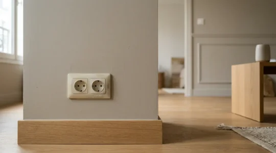 Inspection d'une prise électrique murale défaillante dans un environnement domestique moderne