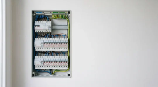 Tableau électrique moderne conforme aux normes NF C 15-100 dans un logement français