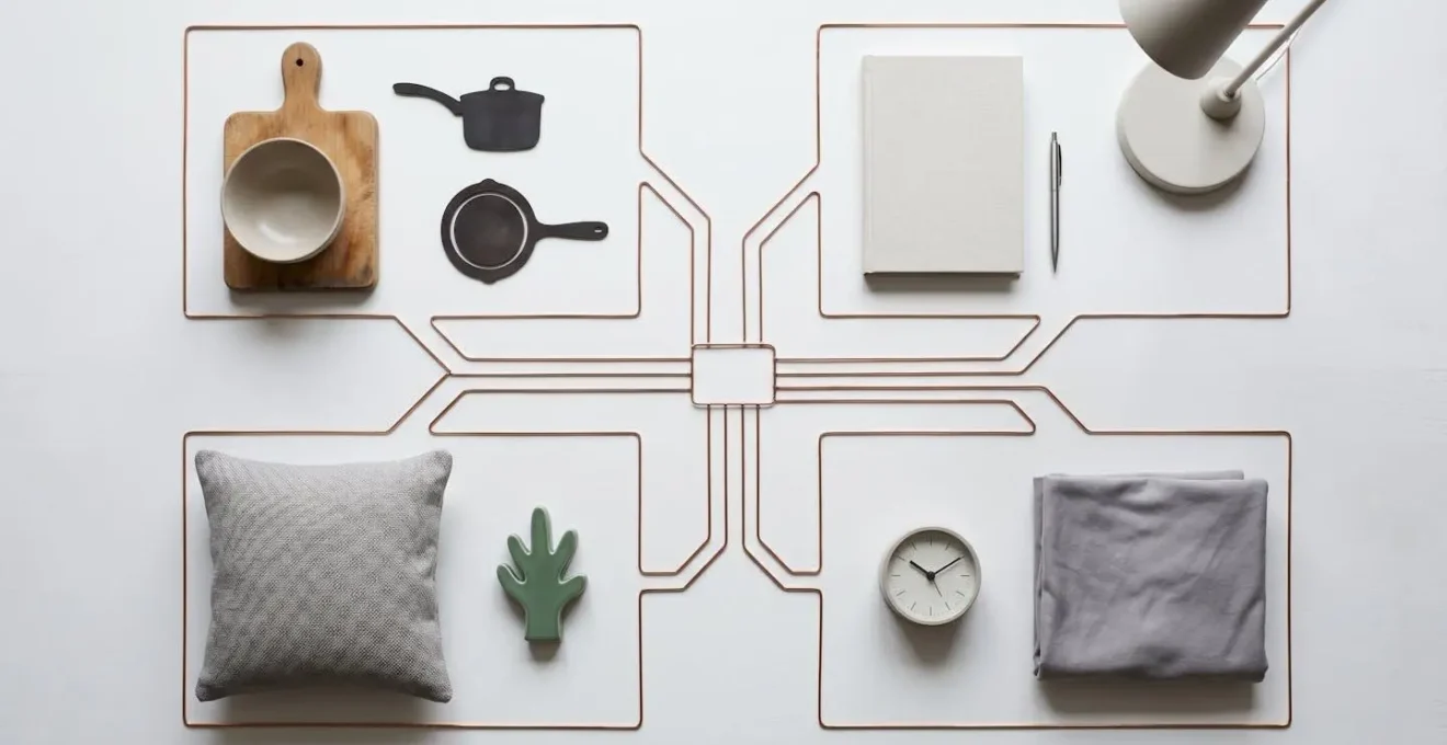 Organisation visuelle des circuits électriques par zone de vie dans une habitation