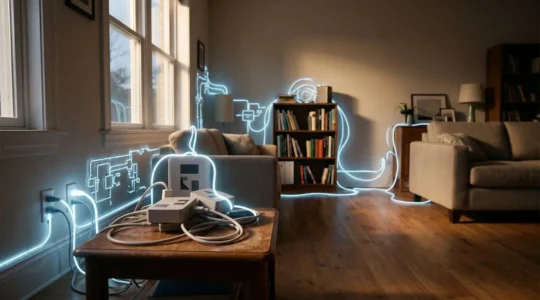 Concept de surconsommation électrique et gaspillage énergétique dans un logement