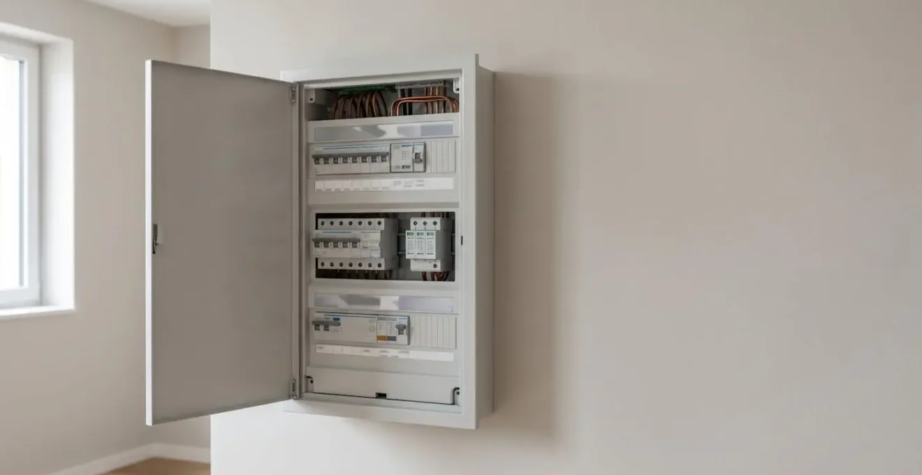Tableau électrique domestique avec parafoudre installé, protection contre les surtensions et dispositifs de sécurité